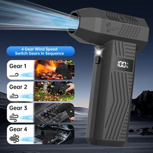 TEMU 터보 팬 압축 공기 청소기, 150,000 RPM, 충전식 배터리 및 LED 조명 - 인간 중심 핸들, 자동차 내부 청소용 3개의 노즐 옵션, 전자제품, 가정용, 가정용 공기 청소기, 세련된 디자인, 내구성 있는 구조|차량용선풍기