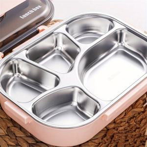 TEMU 학생용 성인 도시락, 304 스테인리스 보온 도시락, 전자레인지 사용 가능, 1500ml 용량, 4/5단 분리형, 출근 및 외출용, 핑크/그린/블루, 개학 준비