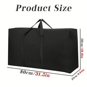 TEMU 1pc 옥스포드 원단 대형 보관 백, 강화된 손잡이 및 이중 지퍼 포함 - 접이식 트렁크 정리함, 가정 이사, 여행 및 야외 캠핑용