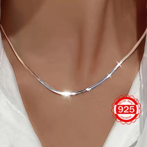 TEMU 1개 목걸이, 여성용 패션 펜던트 목걸이, 레이디스 블레이드 플랫 스네이크 본 체인 힙합 독특한 디자인 칼라본 체인 심플 베르사틸 여름 해변용 S925 실버 알레르기 방지 목걸이, 일상 착용 결혼식 연회 해변 휴가 선물, 추수감사절 크리스마스