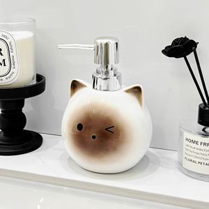 TEMU 놀라운 고양이 세라믹 비누 디스펜서 - BPA 프리, 욕실, 주방 및 호텔 사용을 위한 쉬운 분무 디자인, 스테인레스 스틸 펌프가 있는 독립형, 욕실 액세서리 | 놀라운 디자인 | 스테인레스 스틸 펌프