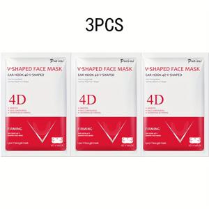 TEMU 3pcs V-Shaped 4D 귀를 감싸는 턱을 단단하게 만드는 마스크 - 모든 피부 유형에 사용할 수 있는 재사용 가능한 얼굴 리프팅 마스크, 피부 탄력 및 외모를 개선, 얼굴 마스크|V넥 마스크|탄력 강화 마스크, 턱 리프팅 마스크