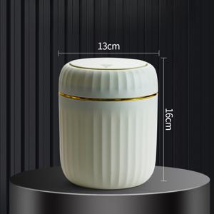 TEMU 1팩 프레스 타입 미니 뚜껑 포함 - 컴팩트 데스크탑 , 사무실/침실/거실용 - 내구성 강한 리브 디자인, 4가지 색상 (베이지, 핑크, 화이트, 골드) - 공간 절약형 소형 휴지통, 우아한 디자인, 매끄러운 마감, 쉽게 세척 가능한