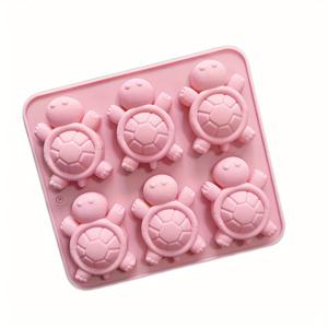 TEMU 1pc 여름 필수 6-in-1 거북이 모양 케이크 모양 냉동 수제 비누 모양 만화 쌀 케이크 모양 젤리 초콜릿 푸딩 모양 베이킹 아이스 큐브 접착제 모양