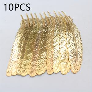 TEMU 8팩/10팩 우아한 구리 깃털 펜던트, 고급 DIY 보석 장식, 기하학적 패턴된 북마크, 우아한 테마, 코팅 없음, 데이 및 봄 축제용 크래프트에 완벽함