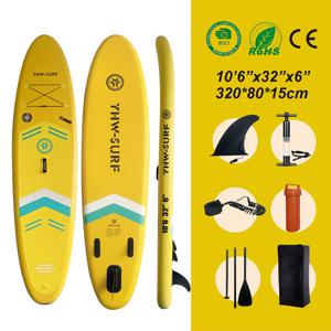 TEMU 인플레이터블 SUP 보드 - 10피트, 고압 PVC 발판 펌프 & 리쉬가 있는 수상 스포츠, 낚시 및 레저용 - 노란색