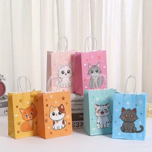 TEMU 24pcs 귀여운 고양이와 강아지 파티 가방 - 다양한 색상과 귀여운 동물 디자인, 고양이와 강아지 팬들을 위한 완벽한 선물 가방, 애완 동물 선물 가방 | 재미있는 동물 디자인 | 내구성 있는 종이 재료, 고양이 파티 용품
