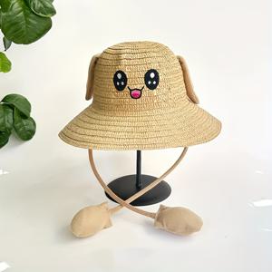 TEMU 1pc 유생 만화 토끼 귀 모자 여성용, 통기성 종이 밀짚 자수, 귀여운 여름 여행 모자, 비늘 없는 PP 프레임, 생일 선물, 깃털 없음