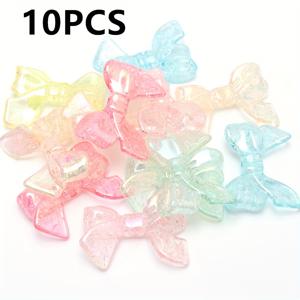 TEMU 10pcs 우아한 나비 리본 비즈, 투명한 갈라진 사탕 색상의 아크릴 비즈, DIY 보석 만들기, 팔찌 및 목걸이용 장식용 공예 비즈