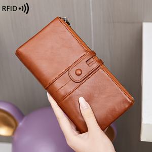 TEMU RFID 방지, 두꺼운 대용량 중립적인 지갑, 빈티지 지퍼 지갑, 부드러운 재질, 다중 카드 슬롯 및 신용 카드, ID 카드, 현금 및 모바일 폰용 ID 창이 있는 지갑, 퀼팅 디테일이 있는 지갑, 여성에게 적합한 비즈니스 또는 캐주얼 세팅용 지갑.|명함지갑