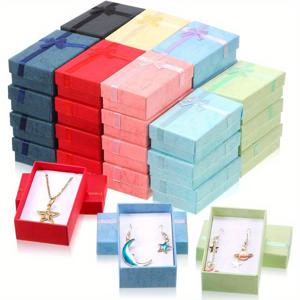 TEMU [32pcs 보석 선물 상자 세트] 32팩 다양한 보석 선물 상자 리본 무늬 - 작은 선물용 빈 종이 상자, 기념일, 결혼식, 생일, 비즈 및 보석 디스플레이 포장 용품에 이상적