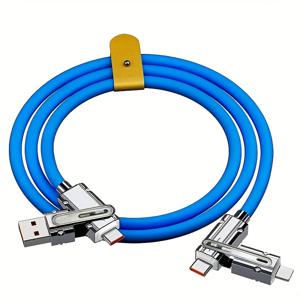 TEMU 4 in 1 USB C to C 고속 충전 케이블, USB C to Lightning 케이블 Type C 케이블 콤보 Lightning/Type C/USB A 포트 iPhone 16/15, Android, Samsung, 고속 충전 iPhone iPad 충전기 코드, Lightning/Type C/USB A 포트가 있는 멀티 충전 케이블