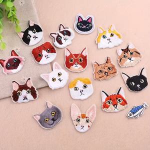 TEMU 17pcs 귀여운 만화 고양이 자수 패치, 혼합 색상 DIY 의류, 가방 및 방 장식용 아이언 온 애플리케이스