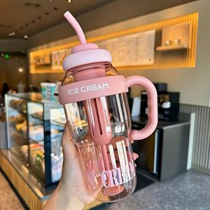 TEMU 43.96oz BPA 프리 스포츠 물병, 빨대 & 필터 포함 - 누수 방지, 내구성 있는 PC 소재, 파스텔 색상 (핑크, 퍼플, 그린, 옐로우, 블루) - 사무실, 야외 활동 및 여행에 완벽, 여행용 수분 공급 | 스타일리시한 물병 | 투명한 바디, 보온 물병, 추수감사절에 완벽