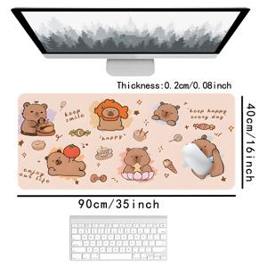 TEMU 카피바라 만화 게임 마우스 패드, 대형 XL 확장 키보드 데스크 매트, HD 프린트 베이지 고무 베이스, 미끄럼 방지 PC 마우스 매트, 가정 및 사무실용 데스크 액세서리