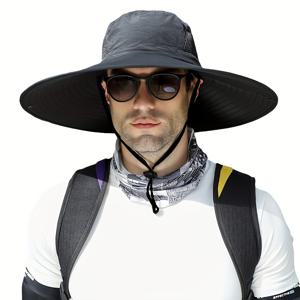 TEMU 1개 대형 챙 버킷햇 조절 가능한 끈, 넓은 머리 둘레에 적합한 폴리에스터 소재, 통기성 여름 야외 휴가 액세서리, 낚시 및 사이클링 여행에 이상적, 4가지 색상 제공, 남성을 위한 완벽한 선물 선택, 여성에게도 적합