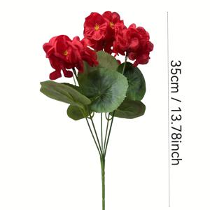TEMU UV 저항성 생동감 있는 빨간색 인조 제라늄 6개 세트 - 실내외 장식용 리얼리스틱 플라스틱 꽃, 결혼식, 발렌타인데이, 어머니날 및 홈 센터피스를 위한 완벽한 선택, 유지보수 필요 없음, 꽃 장식