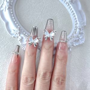 TEMU 50개 라인스톤 나비 네일 아트 세트, DIY 네일 아트용 보석 리본 네일 참, 무향