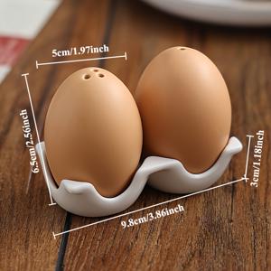 TEMU 2pcs 달걀 모양 세라믹 소금 및 후추 쉐이커 - 뚜껑이 있는 우아한 주방 향신료 용기, 야외 피크닉, 바베큐, 가정 장식에 이상적, 그녀에게 완벽한 선물, 어머니의 날, 바베큐 필수품 | 재미있는 주방 용품 | 세라믹 구조, 소금 후추 쉐이커
