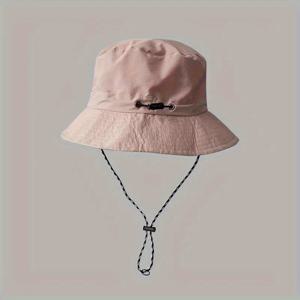 TEMU 빠른 건조 여름 통기성 버킷 모자 - 접이식, 휴대용 선 모자, 턱 스트랩이 있는, 야외 활동에 이상적, 완벽한 아버지의 날 선물, 조절 가능한 턱 스트랩 | 다용도 헤어웨어 | 폴리에스터|벙거지모자