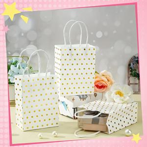 TEMU 12개 골든 폴카 도트 포일 종이 선물 가방 - 5.9x4.3x2.4인치 - 생일, 결혼식, 크리스마스, 추수감사절, 발렌타인데이 특별한 날을 위한 우아한 골드 & 화이트 디자인 | 모던한 핸들 스타일리시 소형 선물 봉투
