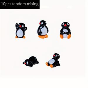 TEMU 밝은 얼굴 펭귄 레진 장식품 10개 세트 - 단색 DIY 공예 액세서리, 테이블탑, 차량, 휴일 장식용 - 실내외 사용 가능한 동물 피규어, 유쾌한 표정의 자동차 장식품 | 표현적인 디자인 | 광택 있는 펭귄, 펭귄 선물