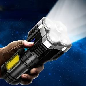 TEMU Anyice 초광택 4 모드 LED 비상 손전등 USB-C 충전식 800mAh 배터리, 다듬은 마감 및 디지털 디스플레이 - 야외 모험, 캠핑, 하이킹 및 강력한 조명에 적합합니다.