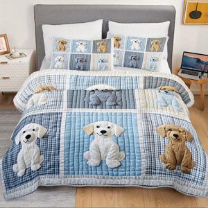TEMU 2/3pcs 귀여운 개 프린트 내구성 있는 이불 커버 세트 (이불 커버 1개 + 베개 커버 1/2개 베개 코어 없음), 가정 또는 기숙사 사용을 위한 대형 및 초대형 크기로 제공, 고화질 프린트, 3D 부드러운 개 패턴, 부드럽고 통기성이 좋으며 관리가 용이합니다.