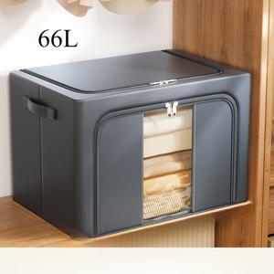 TEMU 1개 24L/66L/100L 강력한 스틸 프레임이 있는 비직물 보관 상자, 쌓을 수 있는 접이식 디자인 및 큰 개구부로 옷장 정리용, 공간 절약 다목적 홈 스토리지 솔루션, 클래식 외관 | 강화된 손잡이, 침대 밑 수납