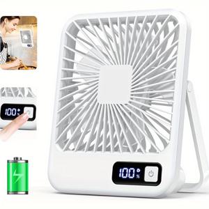 TEMU 실시간 전원 표시, 1800mAh 충전식 배터리, 5단계 초저소음 냉각 기능이 있는 컴팩트한 접이식 개인 선풍기 - 실내, 실외, 이동용으로 편리한 휴대용, 조용한, 에너지 효율적인 조용한 냉각 | 현대적인 미적 감각 | 컴팩트한 디자인