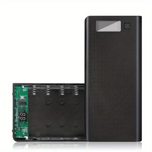 TEMU 듀얼 USB 파워뱅크가 있는 8x18650 배터리 홀더 - LED 디스플레이가 있는 블루 휴대용 충전 케이스, 8개의 배터리를 위한 안전 보관함(배터리 미포함), 내구성 플라스틱 케이스
