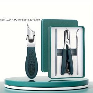 TEMU 3pcs 네일 케어 세트 - 날카로운 각도 네일 클리퍼, 고정밀 상자형 네일 아트 도구, 파일 및 발톱 절단, 탄소강, 현대 스타일, 가정 또는 살롱 사용에 이상적, 살롱 네일 아트 키트 | Sleek Manicure | 내구성 네일 도구