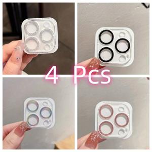 TEMU 4pcs 컬러 카메라 렌즈 보호기 아이폰 16proMax 15 14 11 16 프로 맥스 15플러스 14플러스 16플러스 12미니 13미니 - 강화 유리, 스크래치 방지, 설치가 쉬움, 스크래치 방지, 파손 방지, 결정성 손상