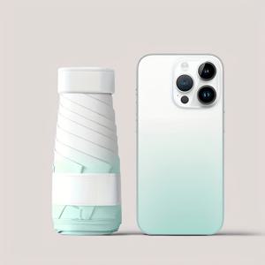 TEMU 1 경량 방풍 미니 골프 우산, 6개의 뼈, PE 손잡이, 스틸 프레임, 내구성 있는 직물, 열 방지 및 자외선 방지, 여행에 적합, 여성용 스타일리시한 선물, 7가지 색상: 갈색, 하늘색, 녹색, 회색, 핑크, 보라색, 노란색.