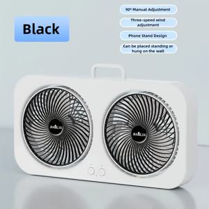 TEMU 듀얼 헤드 3단 속도 조절 가능한 휴대용 USB 팬, 저소음 버튼 제어 기능, 1800mAh 충전식 배터리, 실내/외부 사용 가능 - 36V 안전 작동, 흰색/오렌지/틸 블루/검정 4가지 색상, 디자인, 다양한 설치 옵션, 견고한 핸들 포함|서큘레이터선풍기