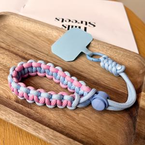 TEMU 조절 가능한 방범 휴대폰 끈 - 손으로 짠 손목 스트랩, 단단한 금속 클립 포함, 여행용 그린 & 옐로우 디자인, 스마트폰 및 펫 카메라용, 핸드크래프트 스타일, 튼튼한 구조