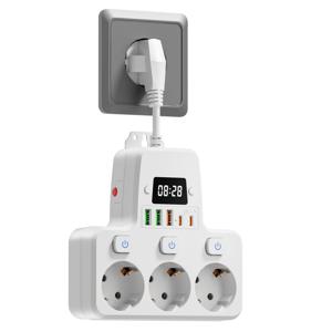 TEMU 9-in-1 멀티탭 (USB-A 3개 & USB-C 2개, 타이머 기능 포함) – 가정, 사무실, 학교에 완벽한 벽걸이형 전원 스트립