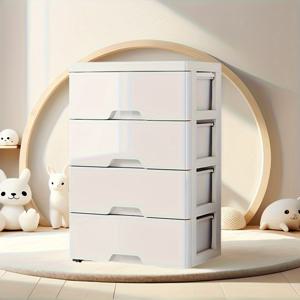 TEMU 3/4/5-Tier 스택형 플라스틱 서랍 정리함 - 흰색 다중 컴파트먼트 스토리지 캐비닛 침실, 사무실, 욕실 및 가정 조직용 - 속옷, 장난감, 스낵, 책, 서랍 스토리지 정리함, 침실 정리함, 현대 정리함, 효율적인 컴파트먼트 디자인