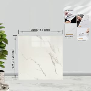 TEMU 30/60pcs 럭셔리 대리석 PVC 바닥 스티커 - 자체 접착, 두꺼운 내마모성 방수 비닐 타일, 욕실, 주방, 침실, 거실 - 장식이 있는 현대 스타일, 욕실 바닥 타일, 현대 가정 장식, 쉬운 설치 타일