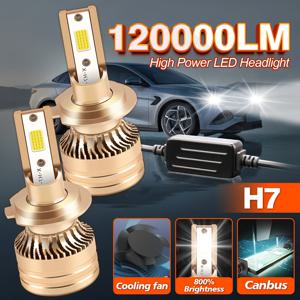 TEMU 2개 H7 H4 9005 9006 H11 H1 LED 캔버스 오류 없음 팬 내장 고출력 헤드라이트 전구, 자동차 헤드램프 또는 안티컷 라이트