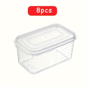 TEMU 8개 750ml 투명 식품 보관 용기, 측정 표시, 뚜껑, 쌓을 수 있음, 재사용 가능, 곡물, 고기, 과일 및 채소에 적합, 주방 식품 보관 및 구성 세트