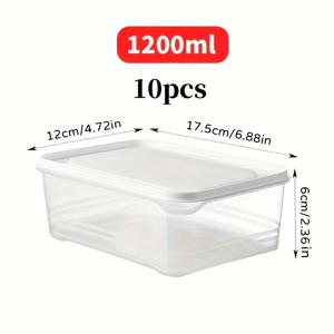 TEMU 10개 세트 1200ml 스택형 냉장고 정리용기, 플라스틱 냉장고 안전 식품 보관 상자, 플립 탑 뚜껑, 재사용 가능한 다목적 밀봉 베ντ로 라운치 상자, 고기, 과일, 야채, 전자레인지 가능 - 크리스마스 식품 전시 및 보관에 이상적|냉동고|전자레인지|양문형냉장고