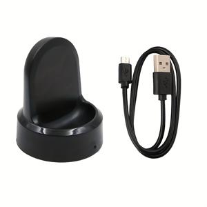 TEMU Gear S3/S2 및 1용 자석 충전 도크, USB 케이블 포함, 과충전 방지 기능, 컴팩트 디자인, 스마트워치용 블랙 충전 크래들, 가정 및 여행용