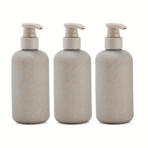 TEMU 1 세트 3pcs 250ml/8.45oz 여행용 병 세트, 생분해성 밀잎 병, 샴푸 프레스 에멀전 병, 여행용 빈 플라스틱 병, 샤워 젤 샴푸 컨디셔너 리필 가능, 가족용 패키지