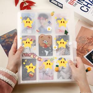 TEMU 288슬롯 투명 Kpop 카드 정리 앨범 - 3인치 미니 사진 & 기념품 보관함, 귀여운 스티커 포함, 내구성 있는 플라스틱 9칸 디스플레이, 홈 데코, 졸업 선물, Kpop 팬 컬렉션, 보호 슬리브 디자인|카드스티커