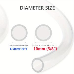 TEMU 10미터(32.8피트) 투명 PU 호스 - 5/32인치(4mm), 1/4인치(6mm), 5/16인치(8mm), 3/8인치(10mm) 외경, 150Psi 고압, 내마모성 및 유연한 공기 시스템 및 액체 전송용, 부드러운 둥근 호스 | 폴리우레탄 구조