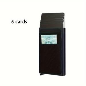 TEMU 대용량 10카드 하단 푸시 카드 홀더, 새로운 이중층 백 스티커 RFID 알루미늄 합금 남성용 신용카드 메탈 카드 홀더, OBCREATOR