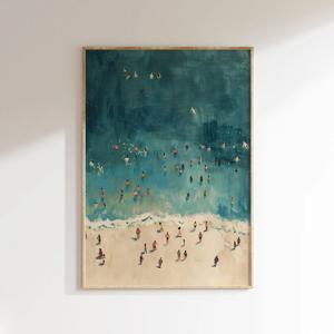 TEMU 1개 화려한 해변 장면 캔버스 벽 예술 - 현대적 인상주의 스타일, 큰 무테 포스터 프린트, 거실, 침실, 기숙사 장식에 이상적 - 실내/외부 사용, 해변 테마 장식