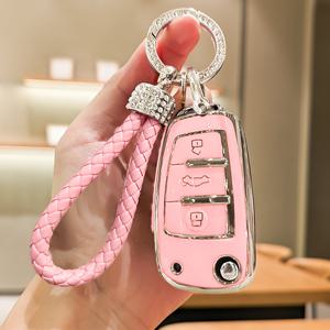 TEMU 1개 TPU 소재 자동차 열쇠 고리 홀더, 라인스톤 키체인 포함, for Audi Q3 Q2L AI4 A3L Q7 A6I A7 A3 A8 호환 - 스마트 키 액세서리