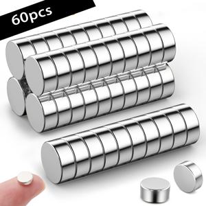 TEMU 60개 라운드 자석 8*3mm, 지도, 냉장고, 백보드, 도구 상자 및 침대 테이블에 적합 - 금속 재질|지도